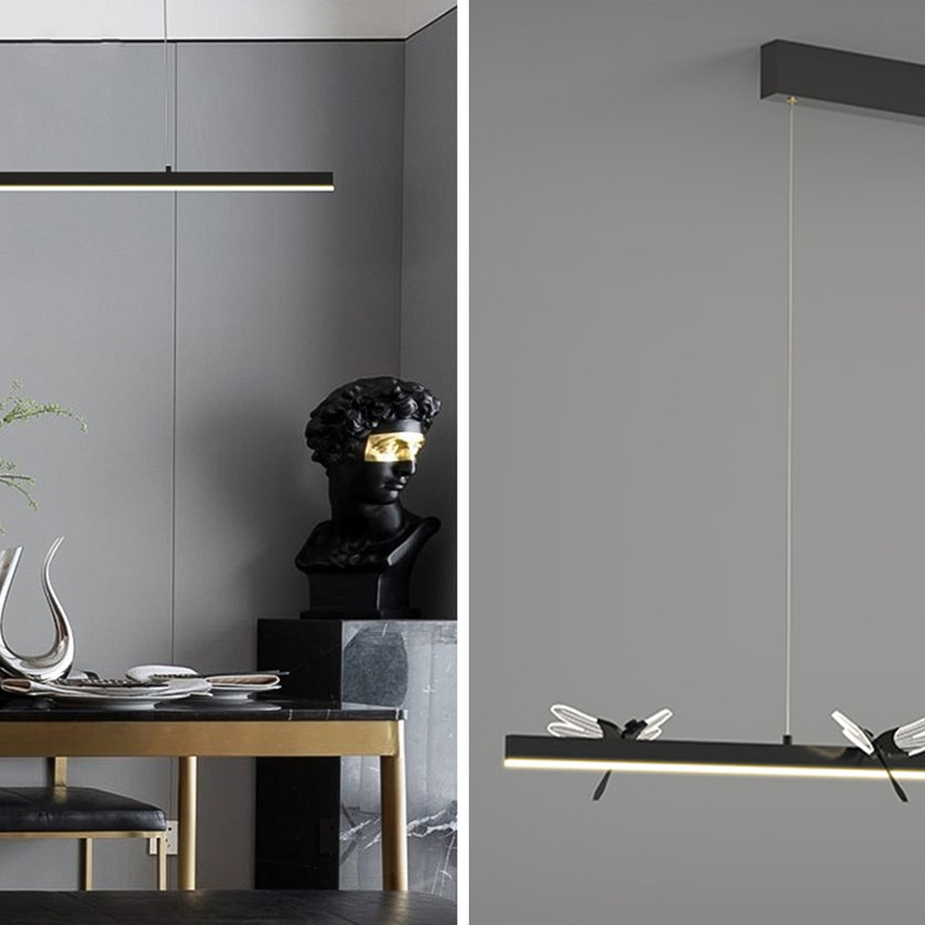 Линейный светильник со стрекозами Dragonfly Linear Chandelier Black