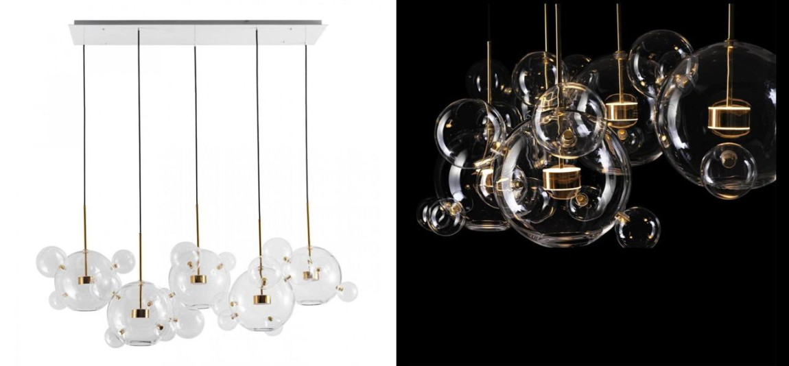 Линейный Светодиодный Светильник Giopato & Coombes Bubble Chandelier Linear Circle 5 плафонов