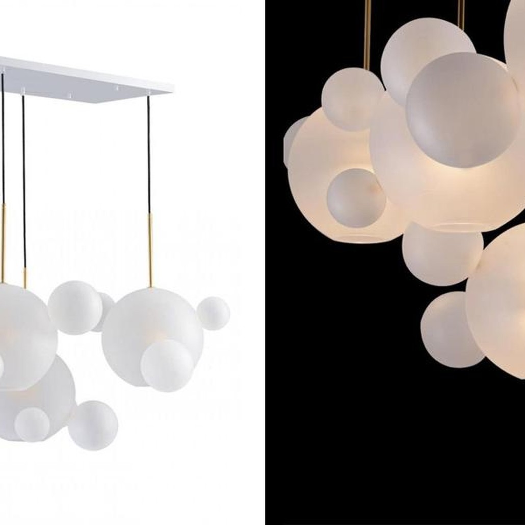 Линейный Светодиодный Светильник Giopato & Coombes Bubble Chandelier Linear Circle матовое белое стекло 5 плафонов