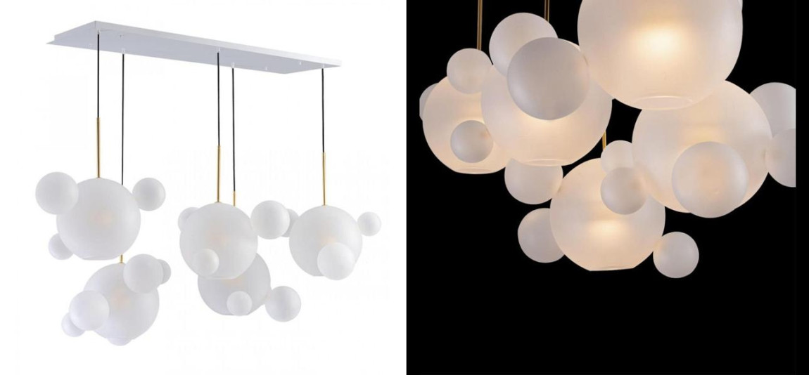Линейный Светодиодный Светильник Giopato & Coombes Bubble Chandelier Linear Circle матовое белое стекло 5 плафонов