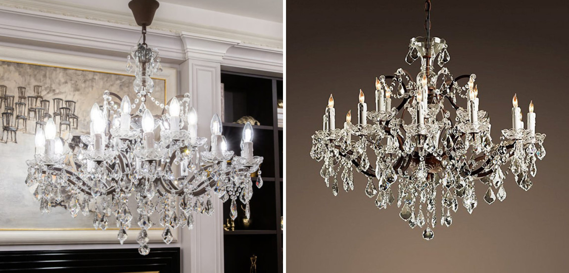 Люстра 19th c. Rococo IRON & CLEAR CRYSTAL Brown Chandelier 18