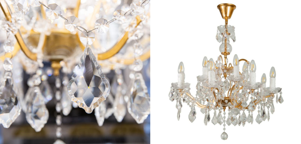 Люстра 19th c. Rococo IRON & CLEAR CRYSTAL GOLD Chandelier
