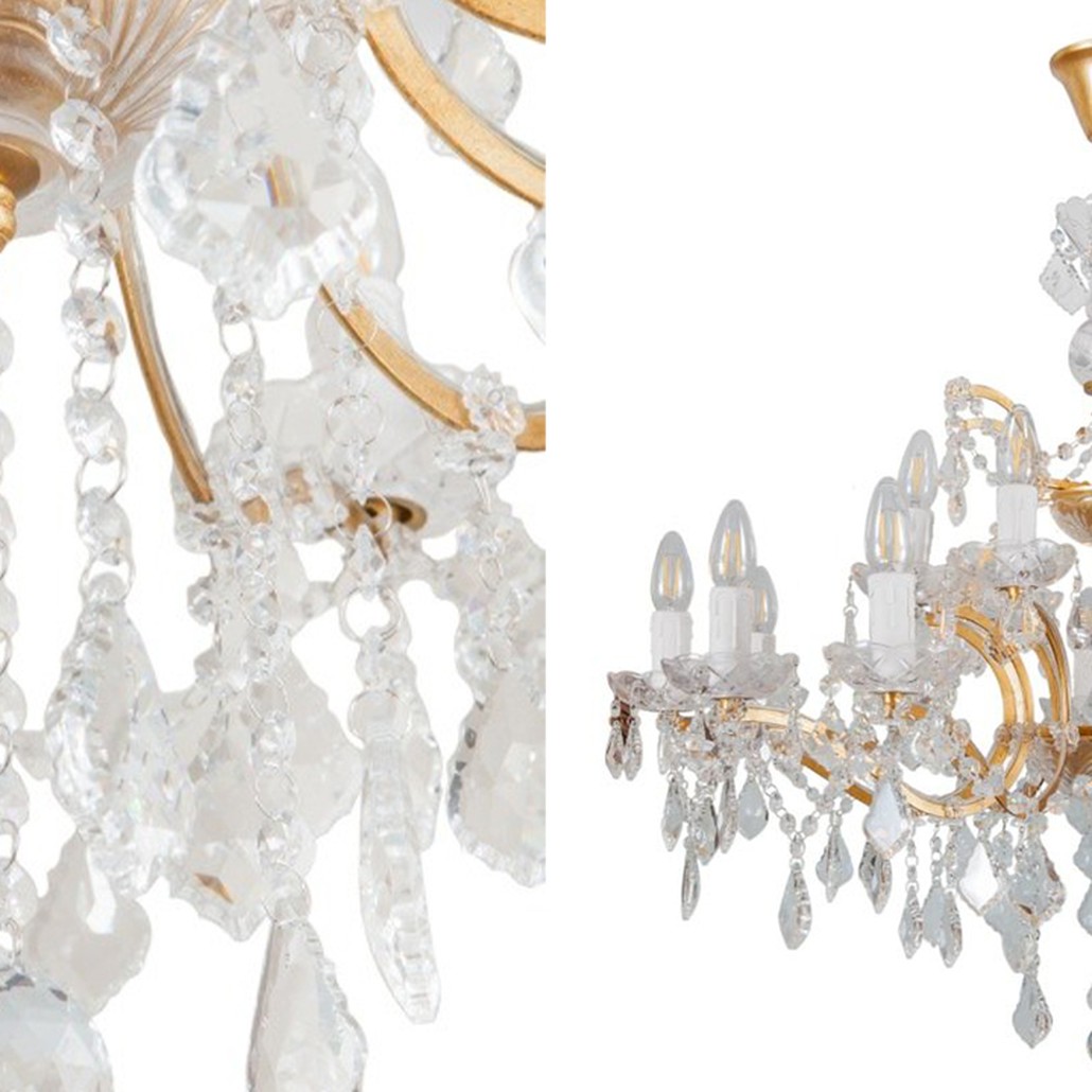 Люстра 19th c. Rococo IRON & CLEAR CRYSTAL GOLD Chandelier 18