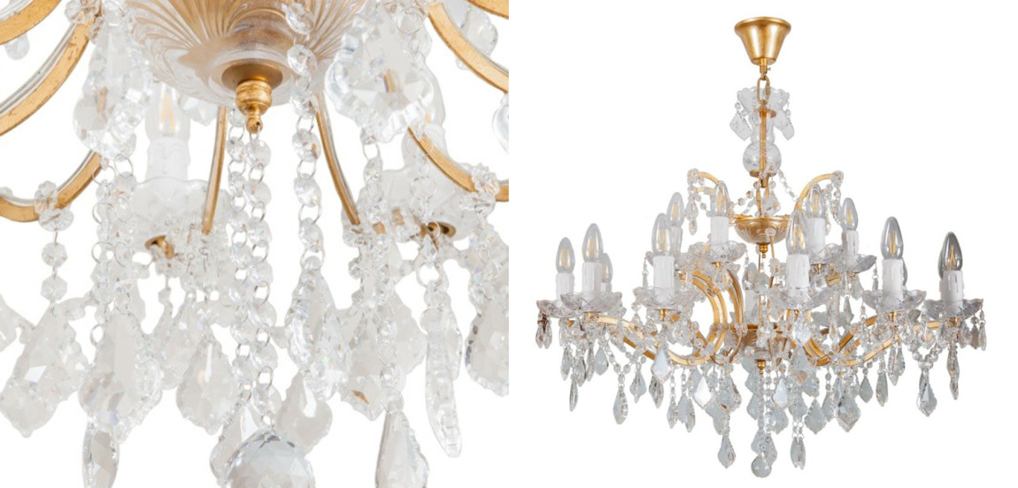Люстра 19th c. Rococo IRON & CLEAR CRYSTAL GOLD Chandelier 18