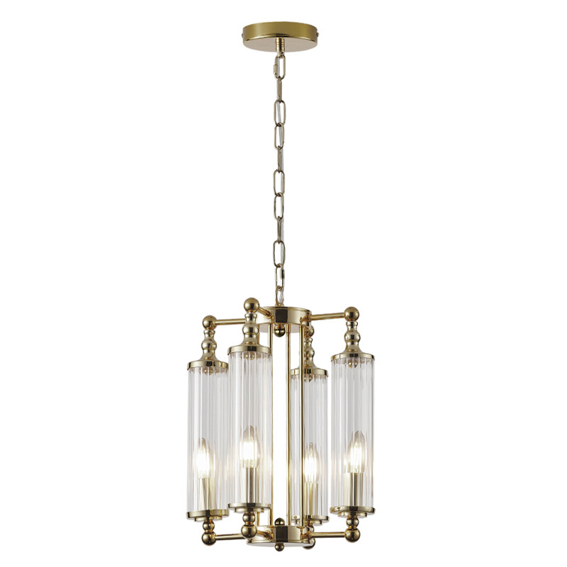 Люстра 4-мя прозрачными цилиндрическими плафонами Jeanette