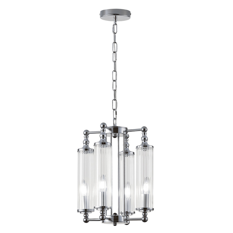 Люстра 4-мя прозрачными цилиндрическими плафонами Jeanette