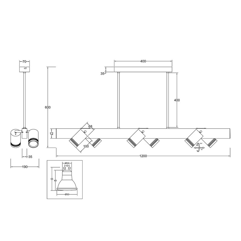 Люстра 6 спотов+LED подсветка Neoteric