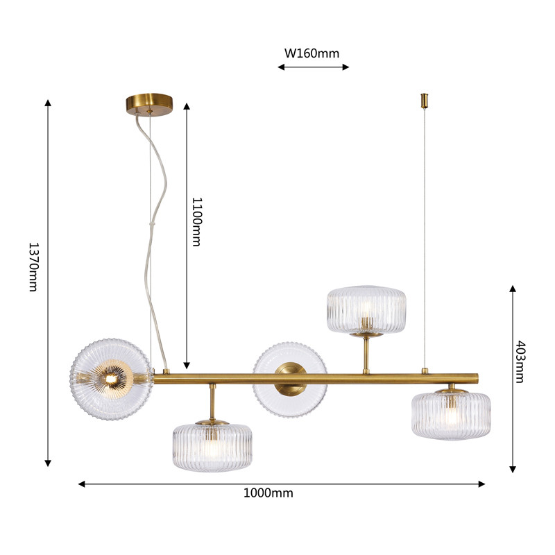 Люстра Blown Glass с прозрачными рельефными плафонами
