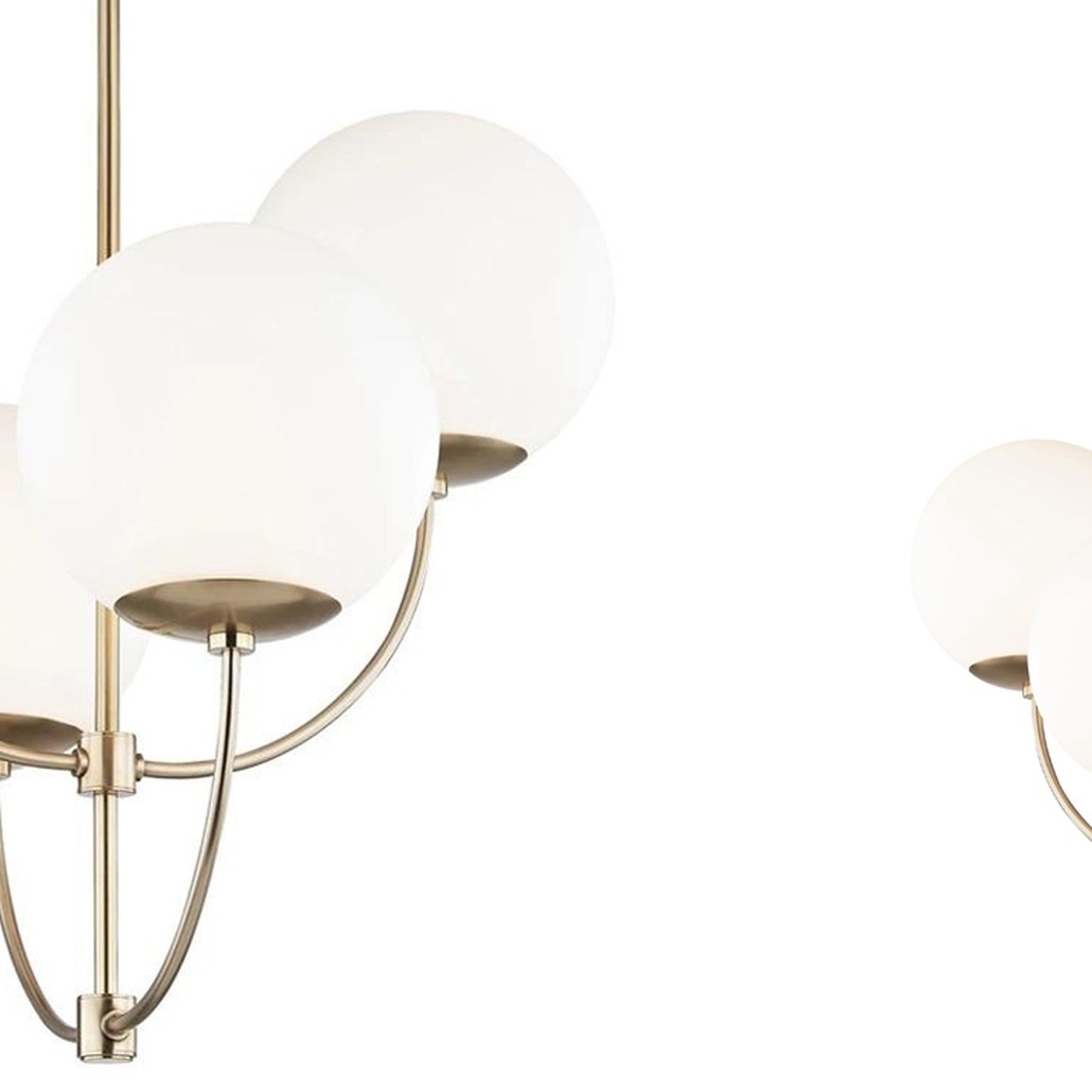 Люстра Breasal White Matte Balls Chandelier Brass