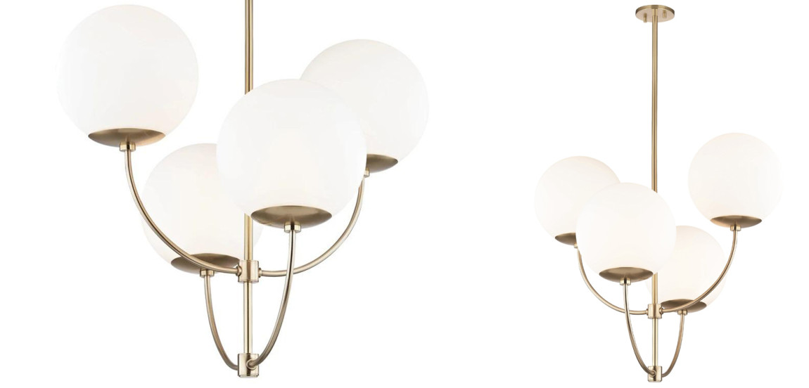 Люстра Breasal White Matte Balls Chandelier Brass