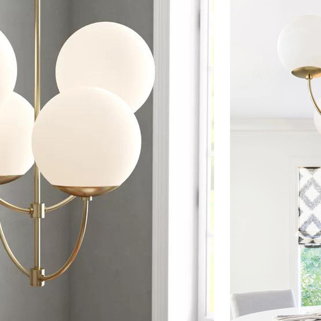 Люстра Breasal White Matte Balls Chandelier Brass
