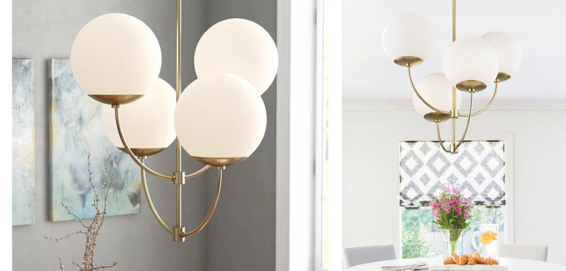 Люстра Breasal White Matte Balls Chandelier Brass