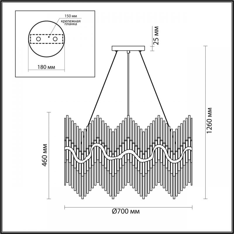 Люстра Bronze Pipes стеклянная на 12 ламп