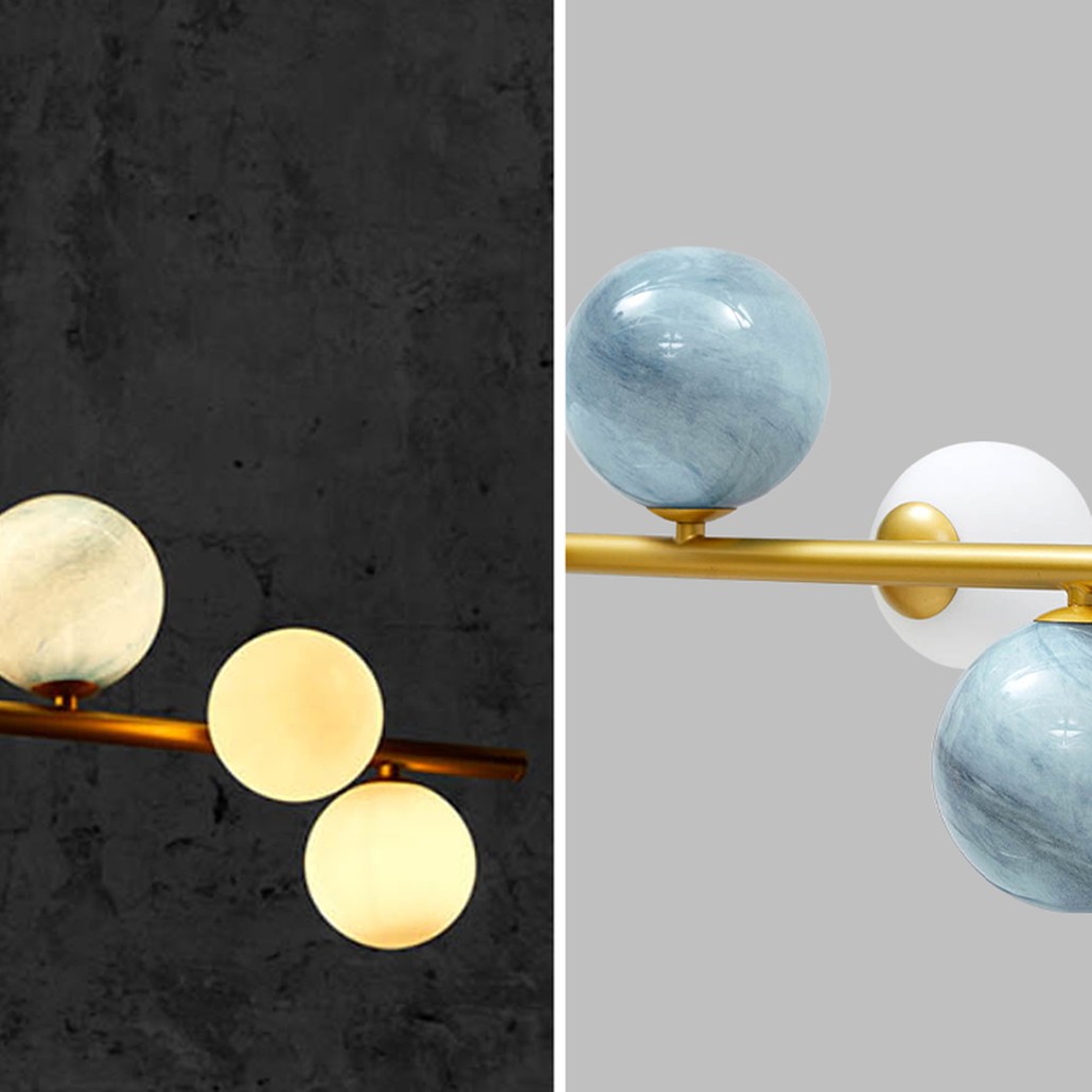 Люстра Bubble Blue White Gold Chandelier