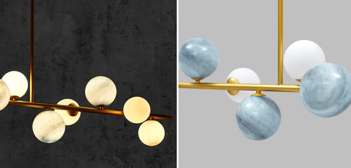 Люстра Bubble Blue White Gold Chandelier