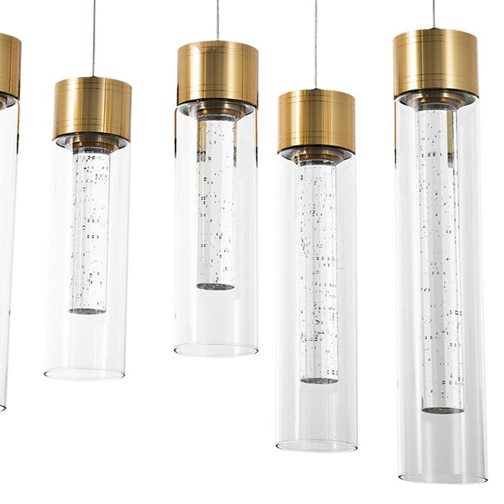 Люстра c 6-ю стеклянными плафонами золото Sparkling Bubbles Tube Gold Hanging Lamp