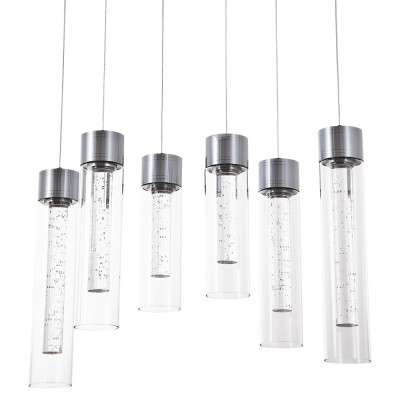 Люстра c 6-ю стеклянными плафонами хром Sparkling Bubbles Tube Chrome Hanging Lamp