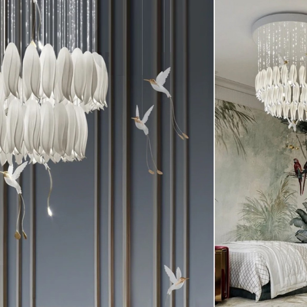 Люстра c Птичками Колибри Sagarti Contemporary chandelier ALBA Flowers & Birds