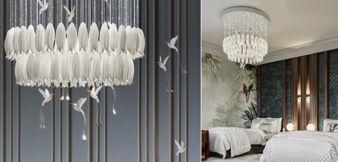 Люстра c Птичками Колибри Sagarti Contemporary chandelier ALBA Flowers & Birds