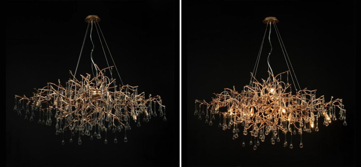 Люстра Crystal Drops Gold 125 см