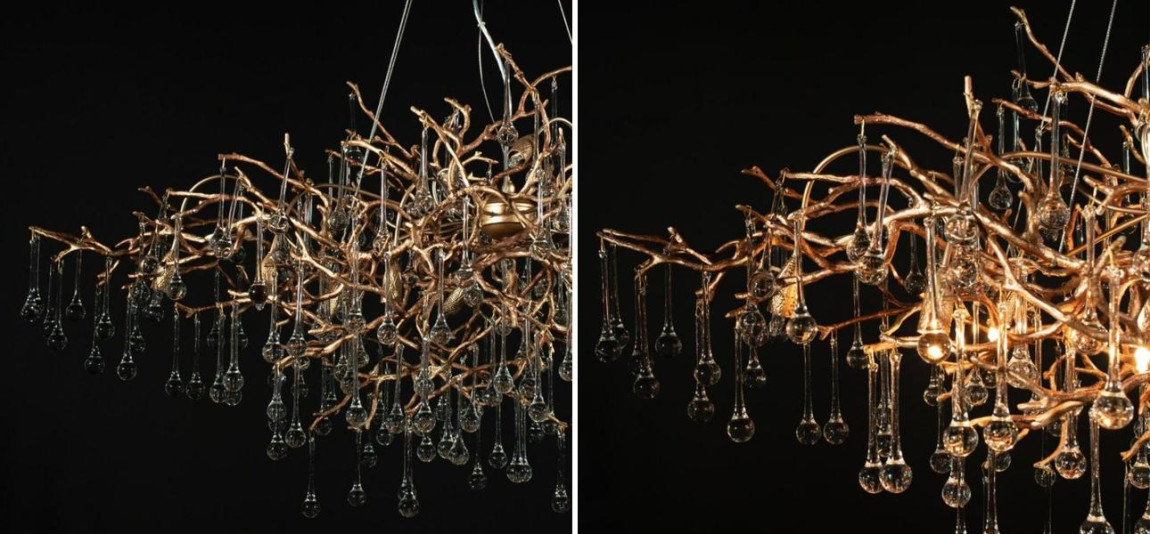 Люстра Crystal Drops Gold 125 см