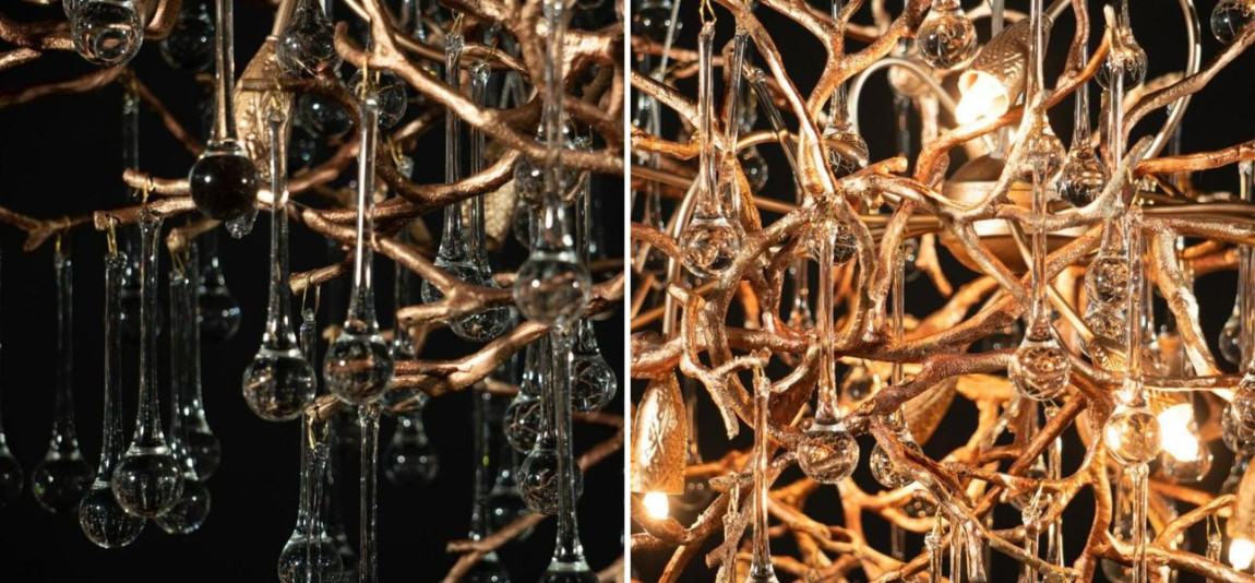 Люстра Crystal Drops Gold 125 см