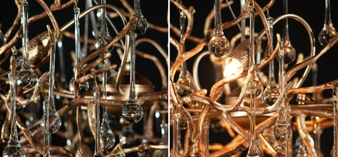 Люстра Crystal Drops Gold 125 см