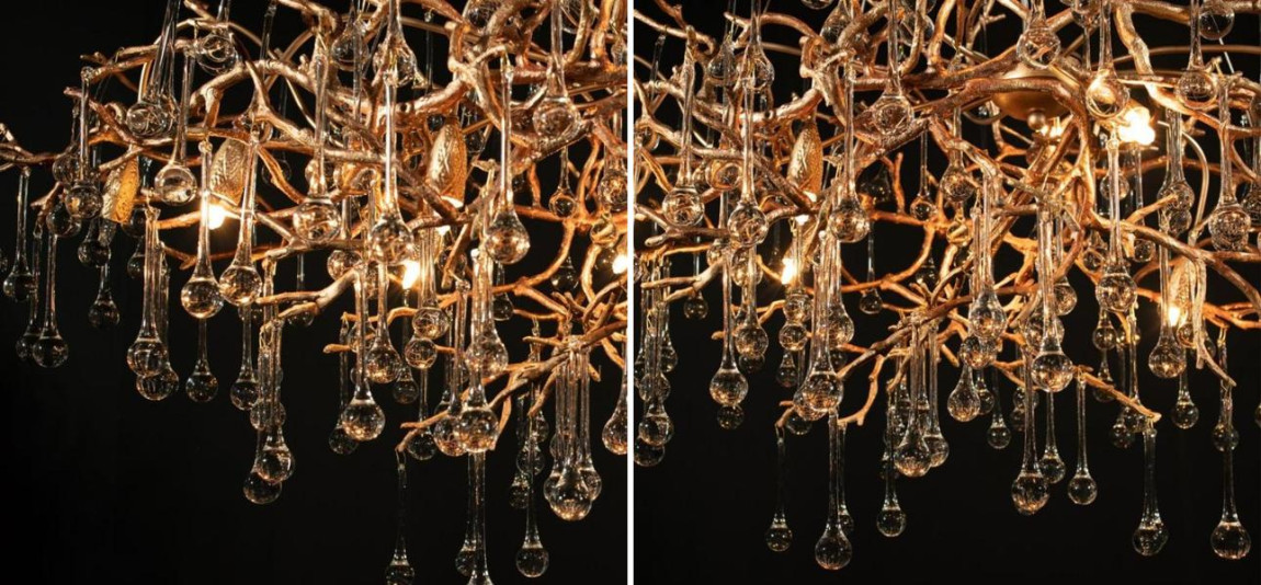 Люстра Crystal Drops Gold 125 см