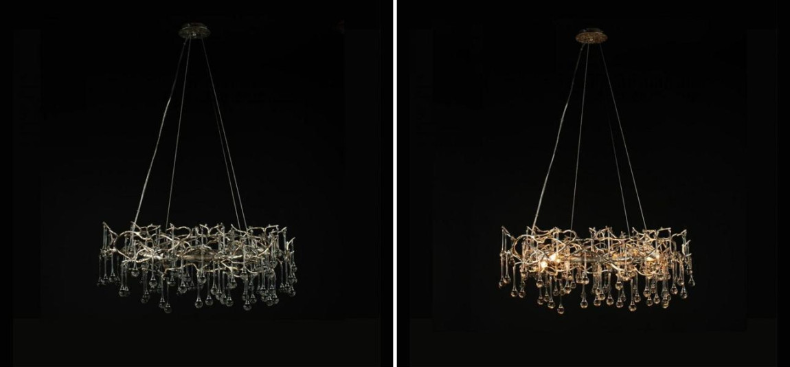 Люстра Crystal Drops Silver диаметр 80