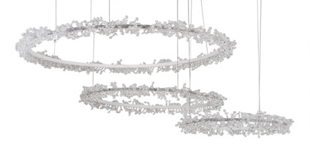 Люстра Crystal round chandelier 3 кольца Белый
