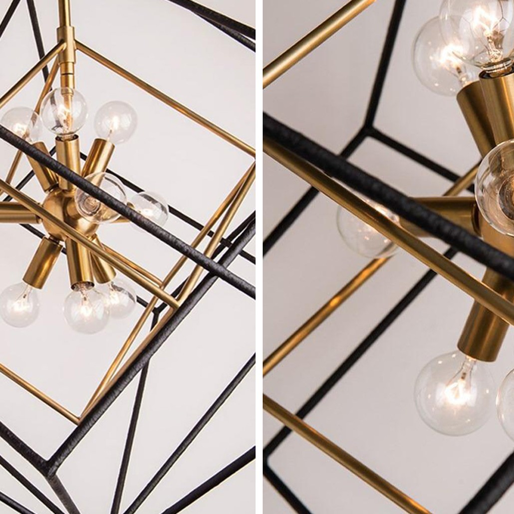 Люстра CUBIST Pendant Black and Gold 9 lamp