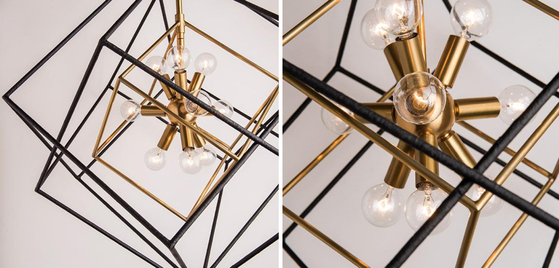 Люстра CUBIST Pendant Black and Gold 9 lamp