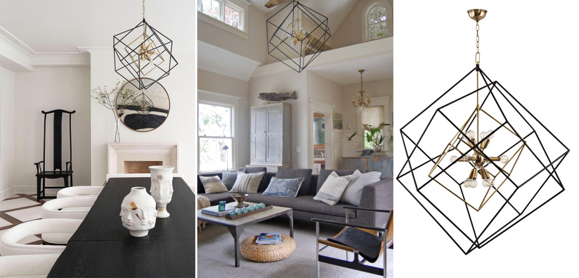 Люстра CUBIST Pendant Black and Gold 9 lamp