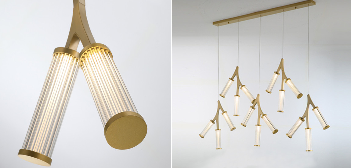 Люстра Cylinder Branches Chandelier Gold 15