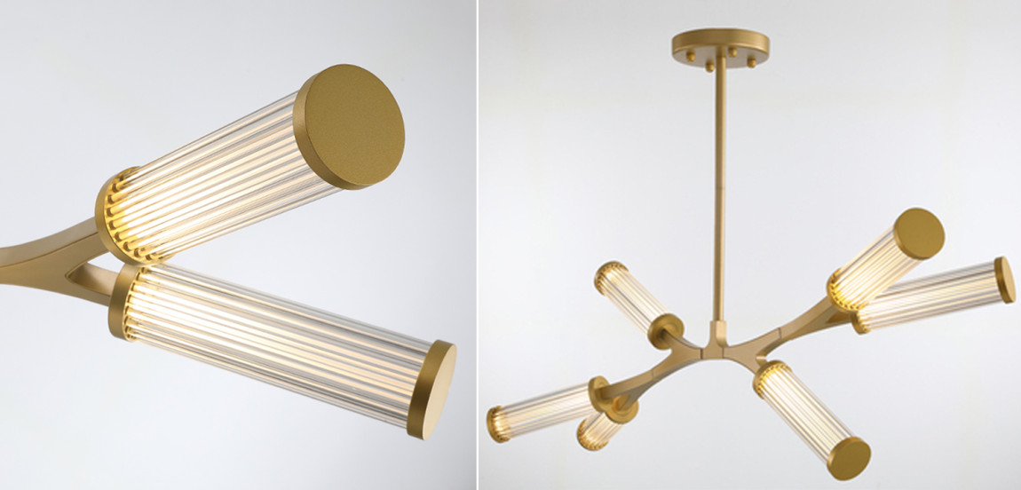 Люстра Cylinder Branches Chandelier Gold 6