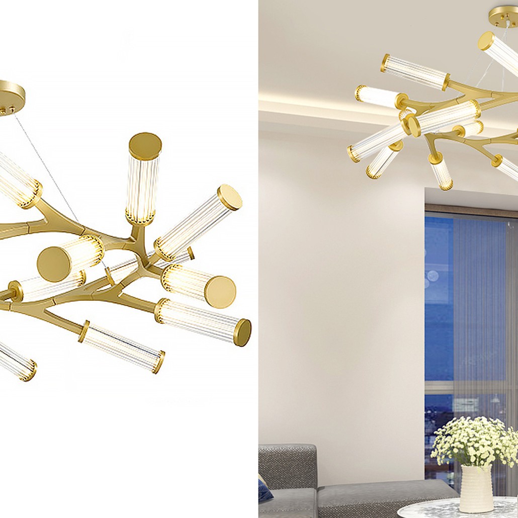 Люстра Cylinder Branches Chandelier Ring Gold