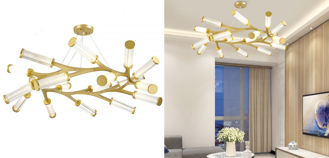 Люстра Cylinder Branches Chandelier Ring Gold