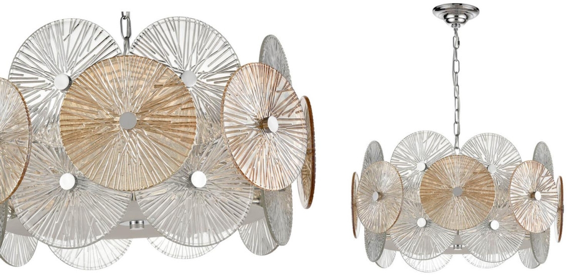 Люстра Decorative Glass discs Chandelier chrome