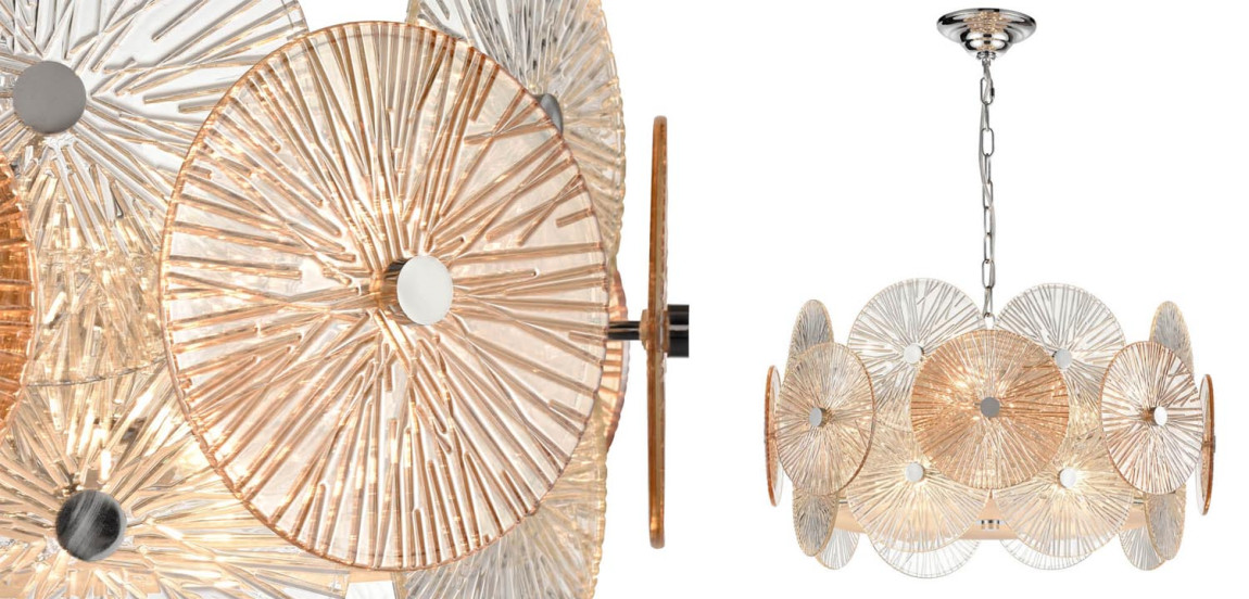 Люстра Decorative Glass discs Chandelier chrome