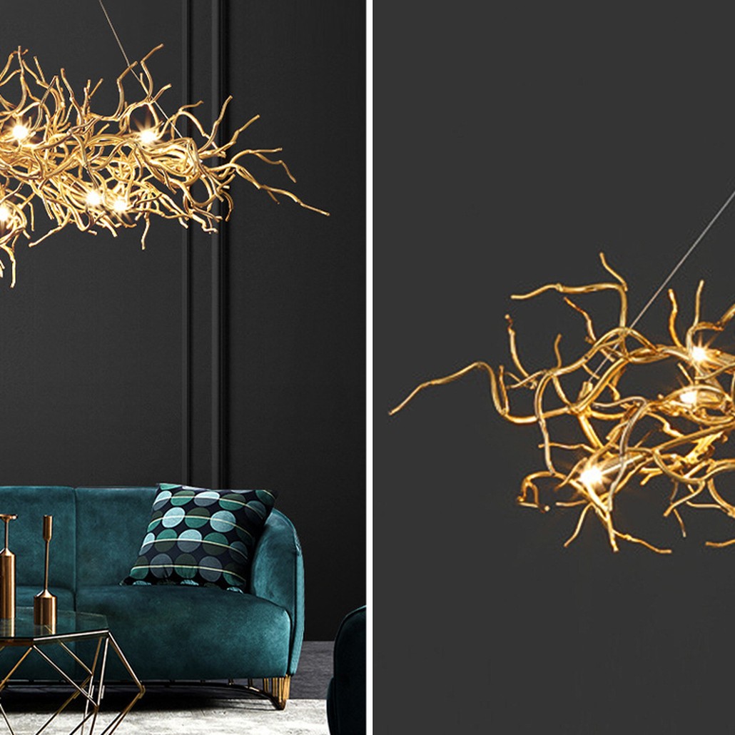 Люстра Felicite Long Gold Branches Chandelier