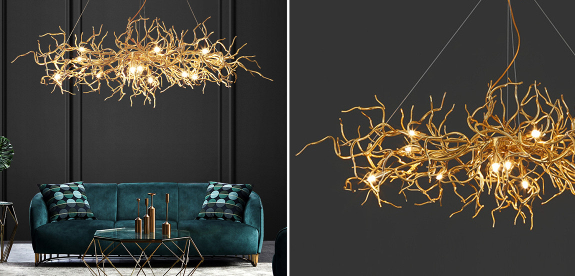 Люстра Felicite Long Gold Branches Chandelier