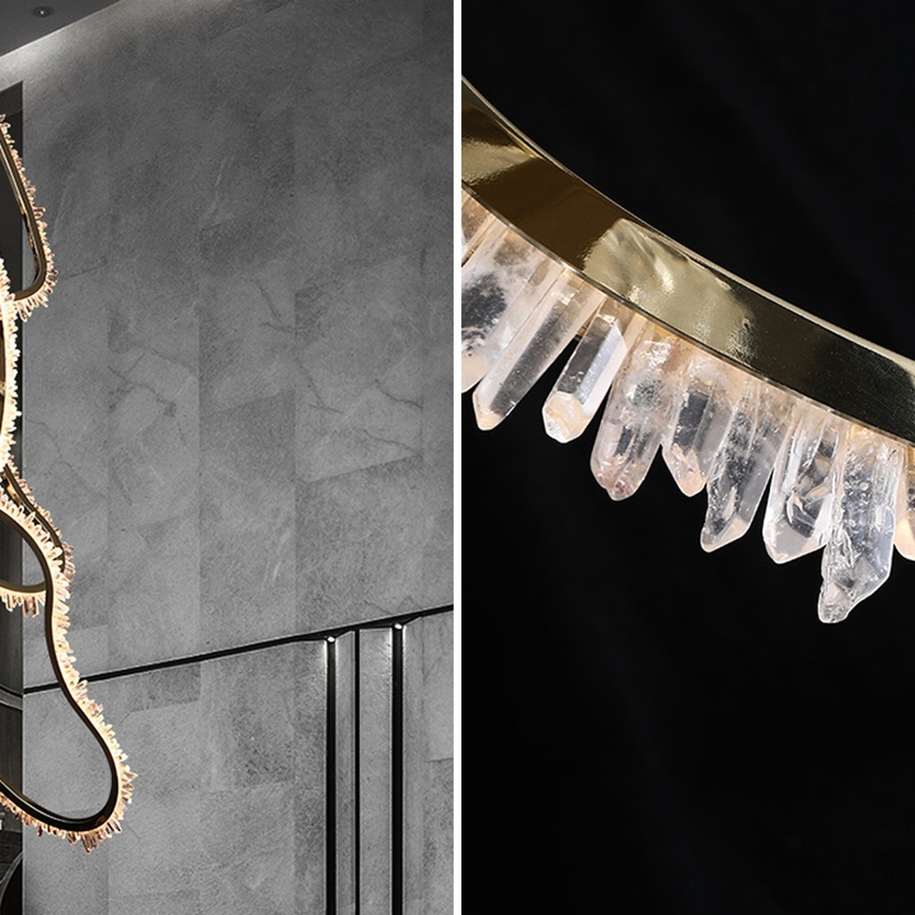Люстра Four Vertical Chain Quartz Rings Crystal Chandelier