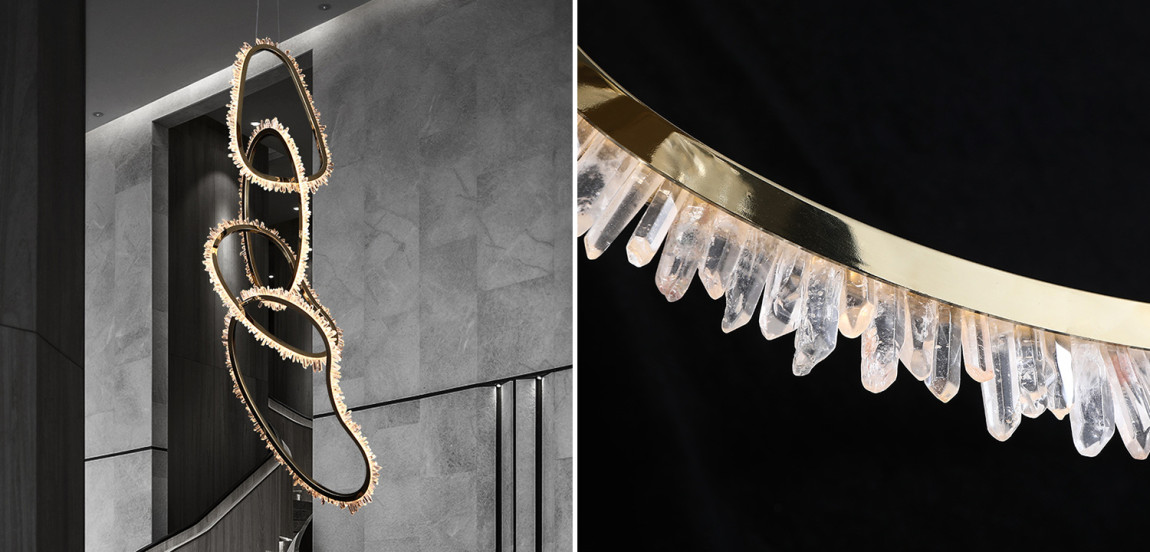 Люстра Four Vertical Chain Quartz Rings Crystal Chandelier