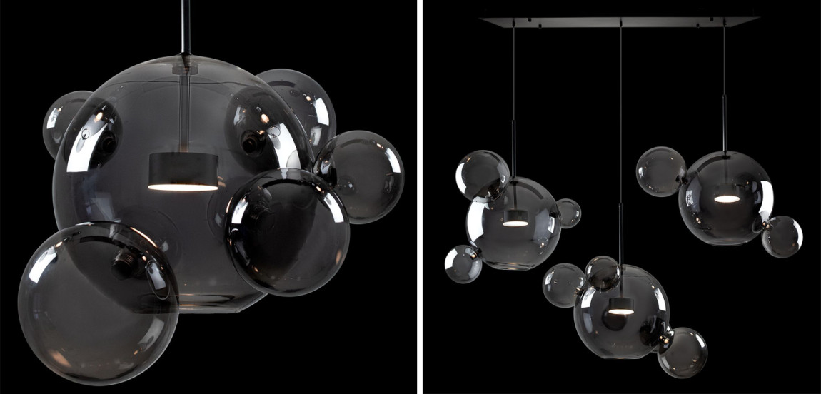Люстра Giopato & Coombes Linear Chandelier Bubble smoky