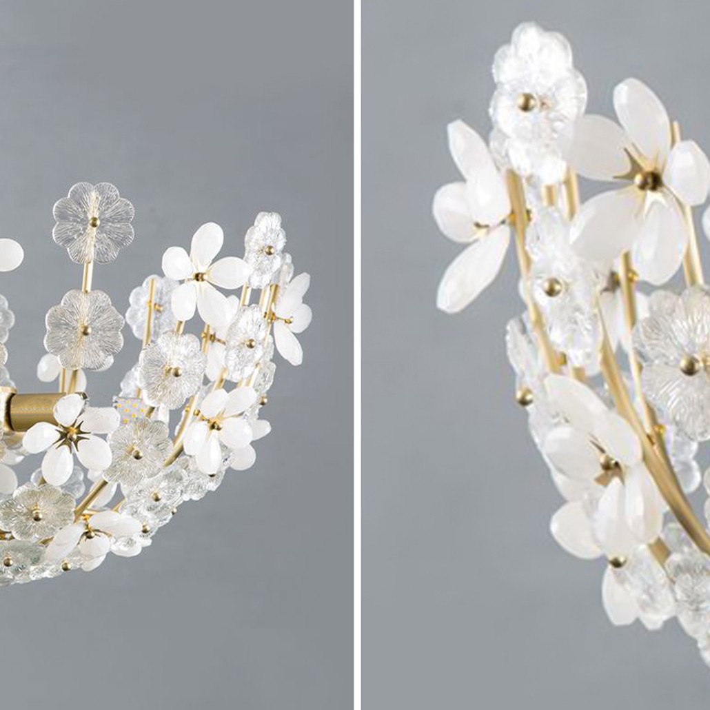 Люстра Glass White Flowers Chandelier