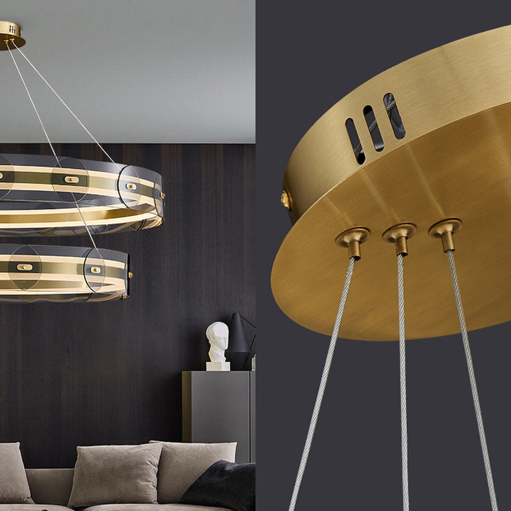 Люстра Gold 2 ring horizontal chandelier