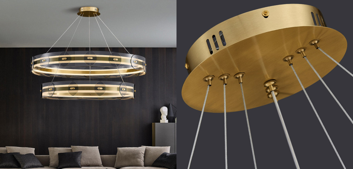 Люстра Gold 2 ring horizontal chandelier
