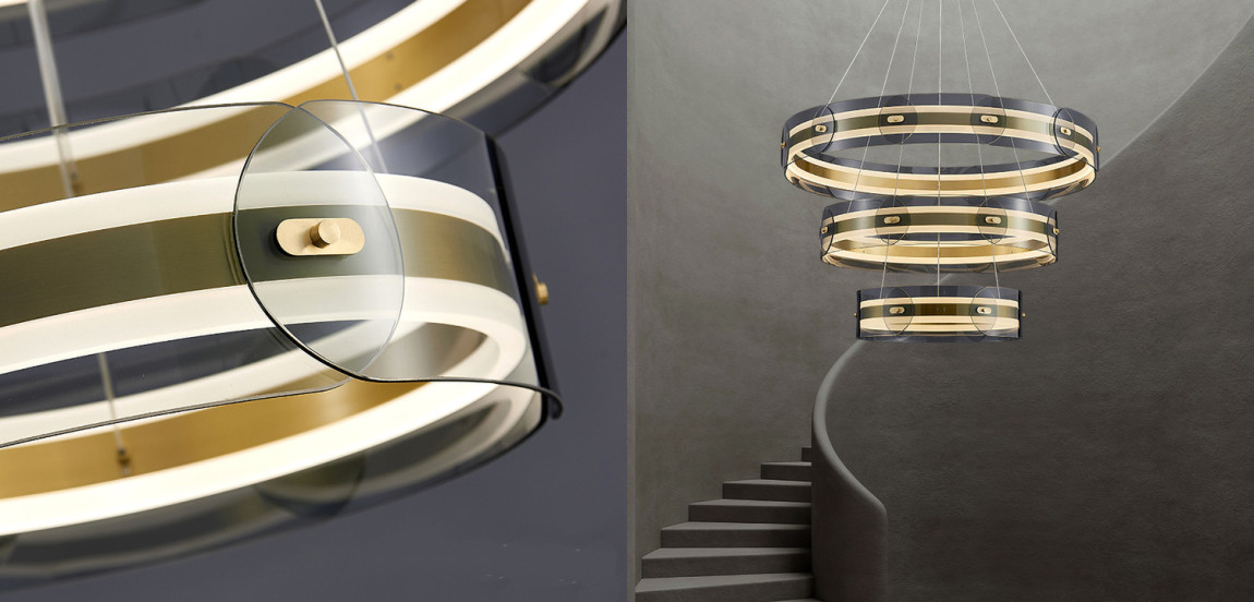 Люстра Gold 3 ring horizontal chandelier