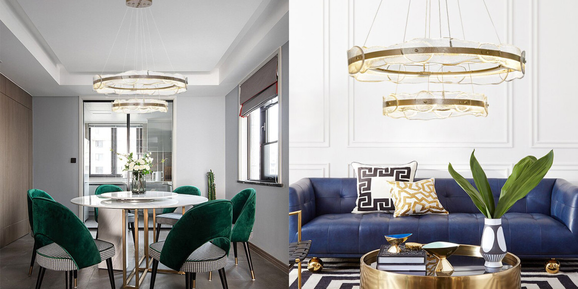 Люстра golden 2 RING horizontal chandelier