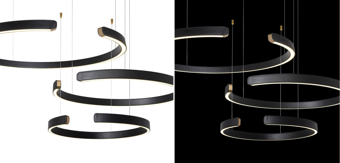 Люстра Half Ring 3 black leather